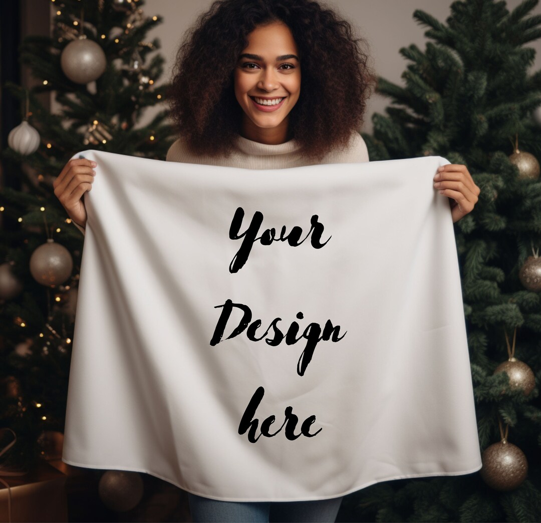 White Blanket Mockup ,winter Mockup, Christmas Mockup, Model Mockup