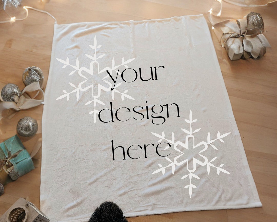 White Blanket Mockup ,winter Mockup, Christmas Mockup, Model Mockup
