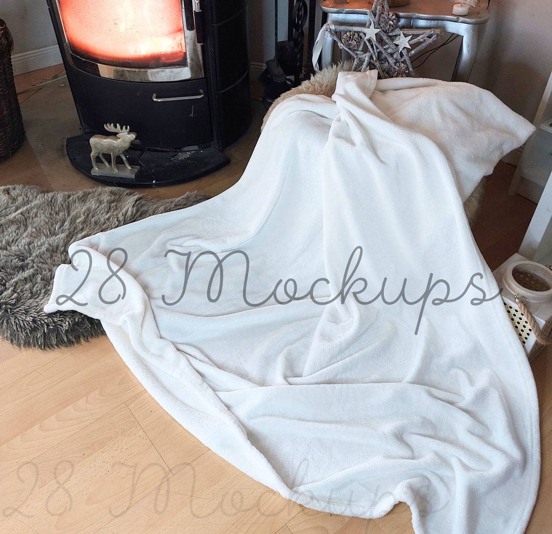 White Blanket Mockup winter Mockup Christmas Mockup Model Etsy