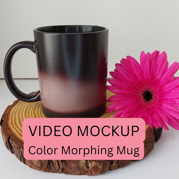 Color Morphing 11 Once Mug Mockup Office Mug Cadeaux Vidéo Mockup Cadeaux JPG Noir Céramique couleur morphing mug Sublimation