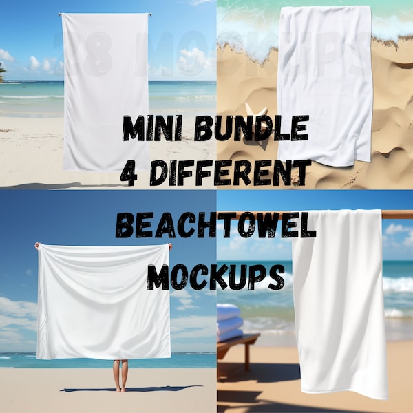 White Beach Towel Mockup Bundle, Mini Mockup Bundle, Towel Mockup, Beachtowel Mockup, Blanked Mockup, Mockup Bundle, Towel Mockup Bundle