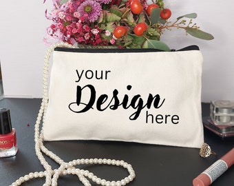 Cosmetic bag mockup toiletry bag mock make-up bag bag mockup canvas bag mockup purse mockup accessories styled stock photo jpg