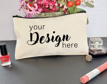 Cosmetic bag mockup toiletry bag mock make-up bag bag mockup canvas bag mockup purse mockup accessories styled stock photo jpg