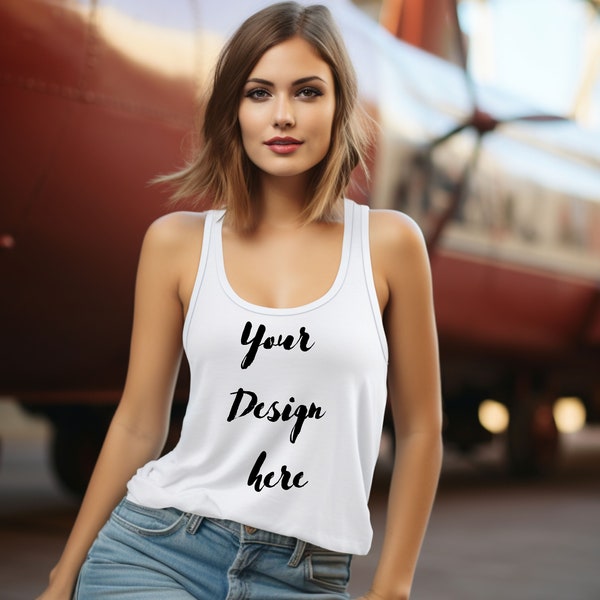 Womens Ideal Racerback Tank mockup, summer mockup, mockup top, mockup model, tanktop mockup, new mockups, tank mockups, women mockup, top