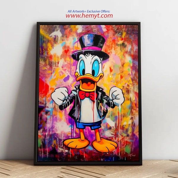 Pop Art Disney Donald Duck Poster Kunst Foto Wandbilder | Hochwertiger Kunstdruck Plakat| Woondecoratieposter| Bloemen|Wanddecoratie | abstracte kunst