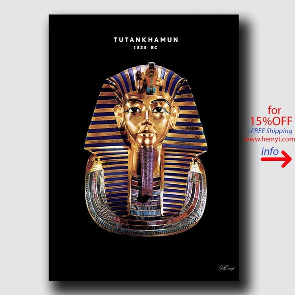 Tutankhamun Poster | King Tutankhamun Ancient Egypt Pharaoh Print Wall Art Home Decor | Ancient Egypt art | Floral print | Wall Decor