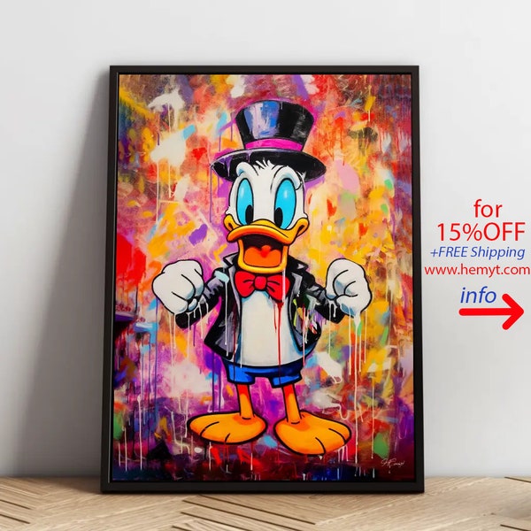 Pop Art Disney Donald Duck Poster Kunst Bilder Wandbilder | Hochwertiger Kunstdruck Plakat|Home decor Poster|Floral|Wall Decor |abstract art