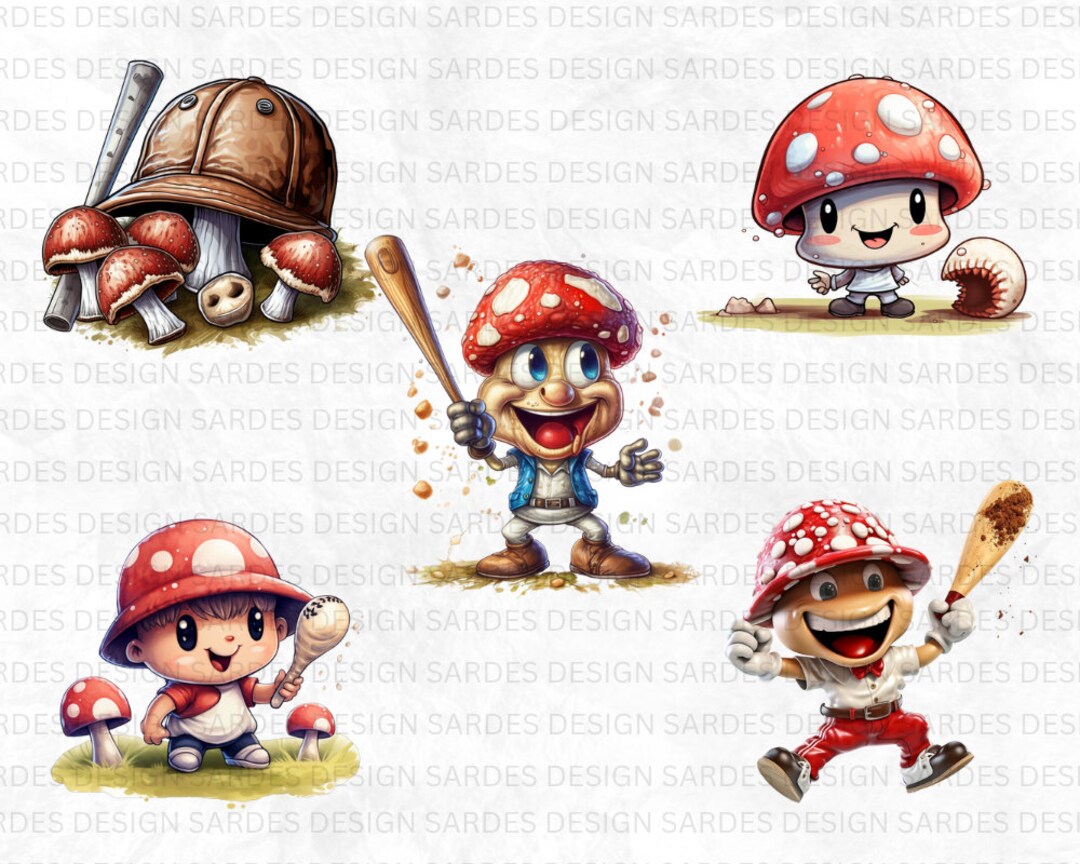 Baseball Clip Art Mushroom Clip Art Mushroom Bundle Etsy