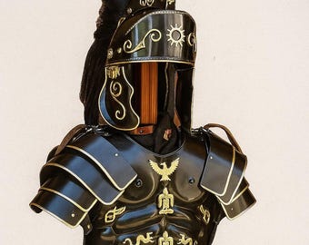 Halloween Medieval Roman Black Muscle Armour - Knight Greek Gladiator Costume - Black Vintage Muscle LARP Armor Cuirass Cosplay Gift For Him