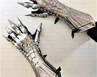 Nazgul Etched Medieval Gauntlets Gloves Halloween Gift | Ringwraith Etched Gloves | Nazgul Warrior Gloves | Fantasy Gauntlets