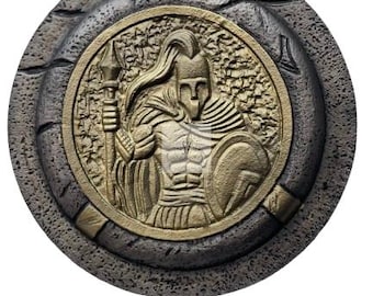 Greek Spartan Warrior Shields – 12” Wall Decor | Handcrafted Aluminum Battle Shields | Lion, Helmet, Soldier Designs | LARP Medieval Shield