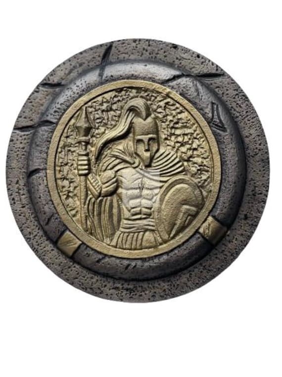 Greek Spartan Warrior Shields - 12" Wall Decor Handcrafted Aluminum Battle Shields Lion, Helmet, Soldier Designs LARP Medieval Shield