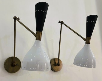Kinkiet Diabolo, włoski, nowoczesny, w stylu Stilnovo, zestaw dwóch lamp ściennych / ręcznie robiona lampa ścienna, lampka nocna do czytania