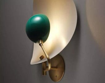 Vintage mässingsvägglampa 50-talsmodern handgjord vägglampa