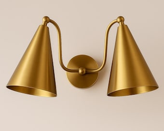 Moderne koperen wandkandelaar uit het midden van de eeuw - Handgemaakte wandlamp, Italiaanse wandlamp voor slaapkamer, woonkamer, hal, keuken