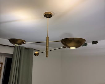 2 Pendant Light Mid Century Modern Antique Brass Sputnik Chandelier Light | Brass Modern Ceiling | Custom Ceiling Light Fixture