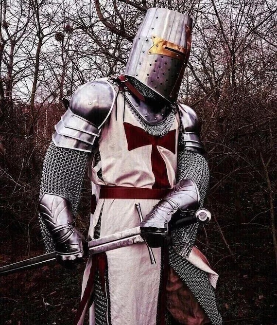 Medieval Knight Wearable Suit of Armor - Crusader Combat Full Body Armor Suit for Rennaissance fair, Cosplay Costume