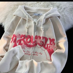 ZFOFLIK Y2k Clothes Zip Up Hoodie Men Y2k Clothing Women Oversized  Sweatshirt Harajuku Punk Streetwear Clothes-1-S Pink at  Women's  Clothing store