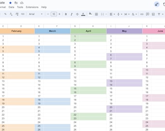 EDITABLE Year at Glance 2023/2024/2025/2026 Calendar Planner | Color or Grayscale | Google-Sheet Excel Digital Annual Planner