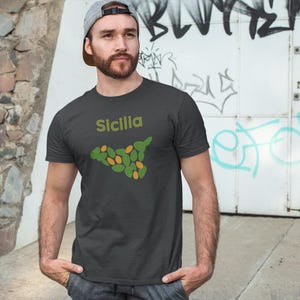 Camiseta Fico d'India Sicilia | Mapa de Sicilia con Cactus | Camiseta siciliana divertida | Regalo original – RiGi2123