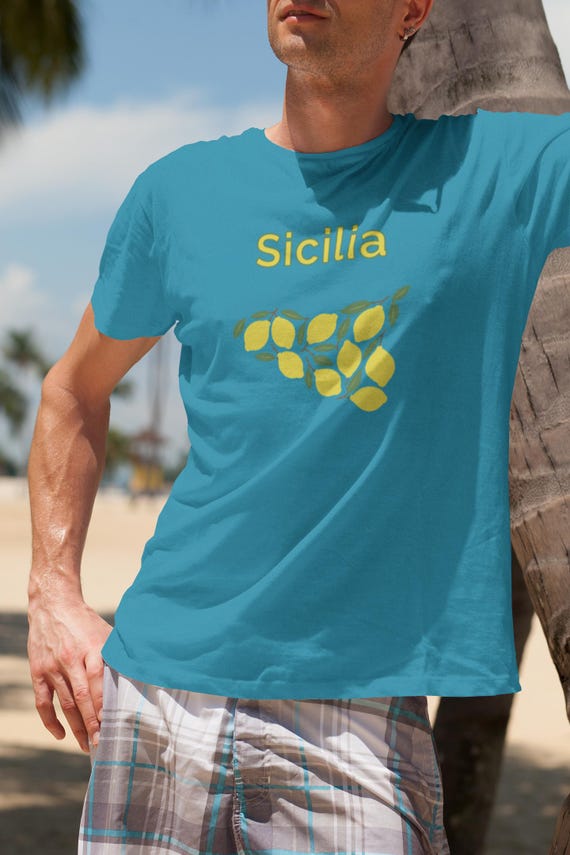 Sicily Lemon Shirt Map of Sicily Made of Lemons Sicilian Fruit