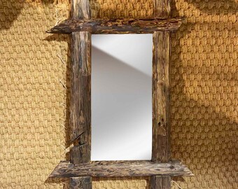 cadre de miroir vintage, cadre de miroir en bois recyclé, cadre de miroir