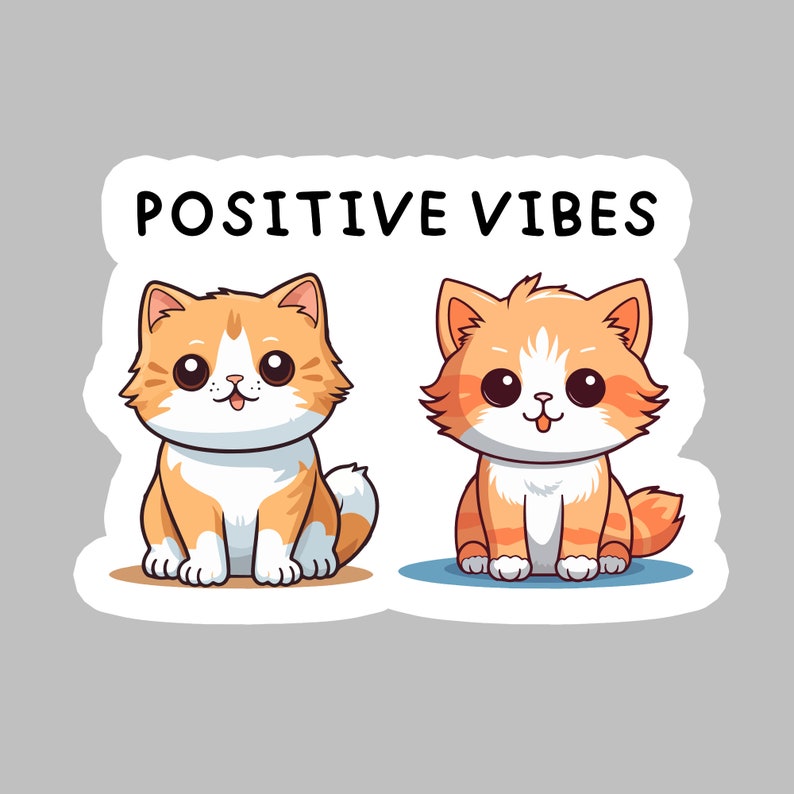 Positive vibes cat stickers zdjęcie 1