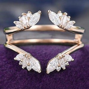 14k Rose Gold Marquise Round Curve Engagement/Wedding Enhancer Band For Women Ring Set Beautiful Bridal Ring Set Gift For Her Christmas Gift