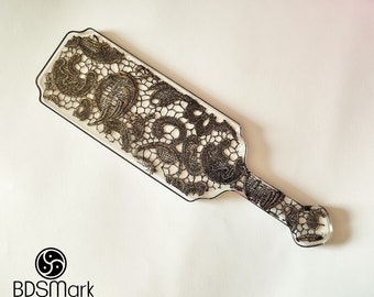 Lace Paddle, black and gold lace. Made to order