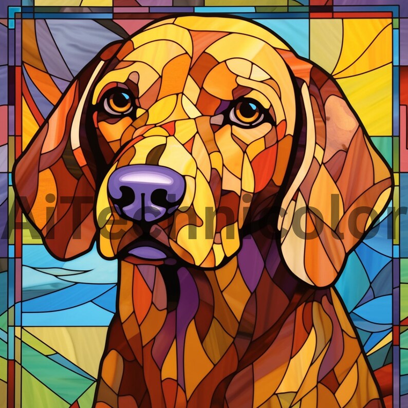 105 Stained Glass Dog Bundle Clipart PNG High-resolution Digital