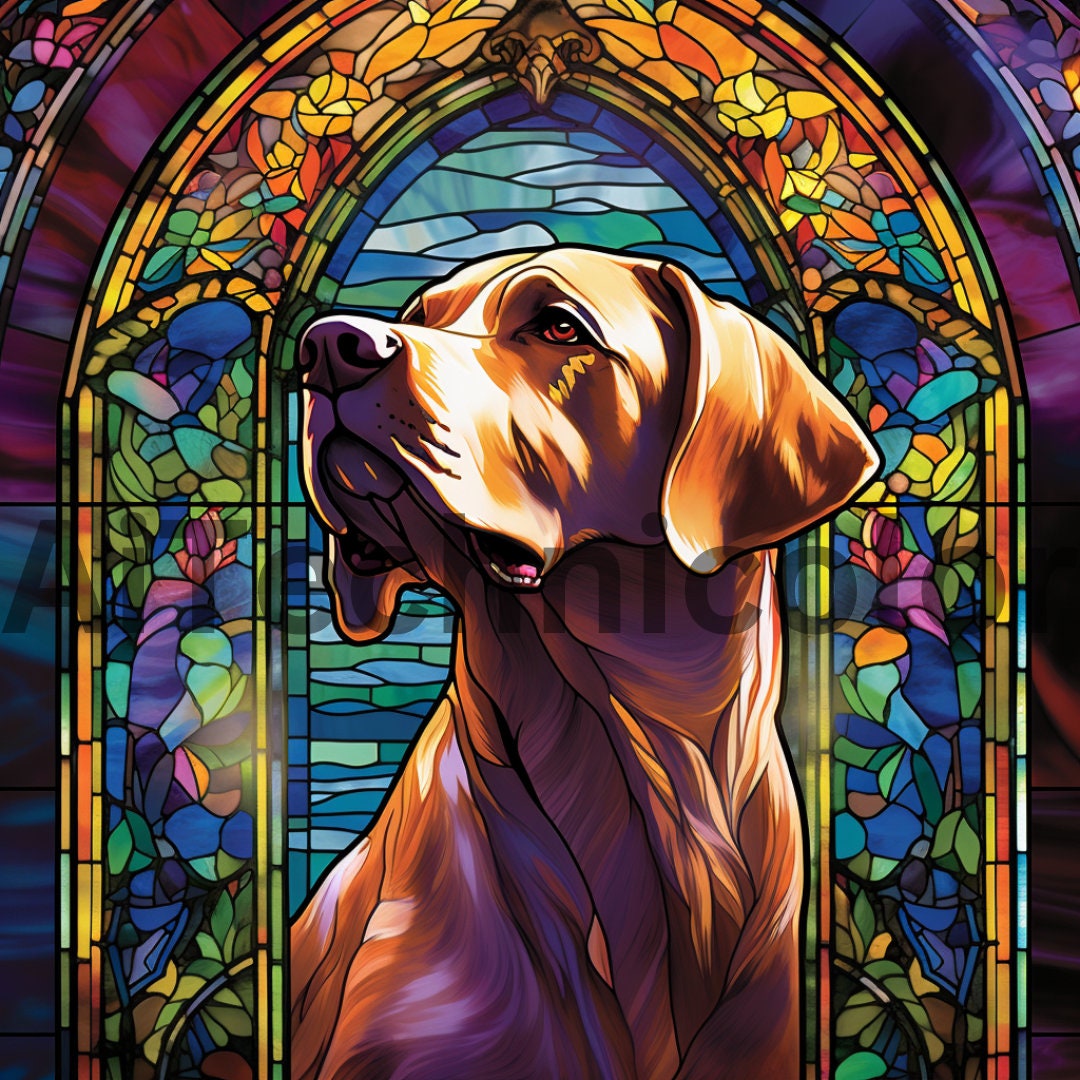105 Stained Glass Dog Bundle Clipart PNG High-resolution Digital
