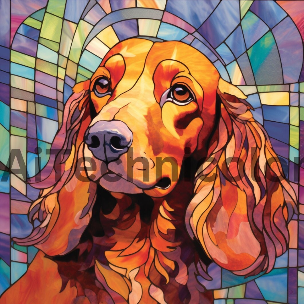 105 Stained Glass Dog Bundle Clipart PNG High-resolution Digital