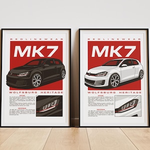 VW golf gti mk7 Poster | Redliwear | Art Print | Wall Art | Wall decoration | 50x40cm (20x16in)
