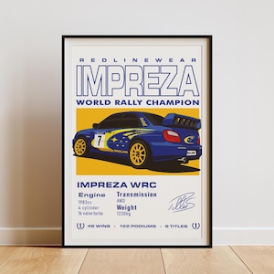Subaru Impreza wrx sti WRC Poster | Redliwear | Art Print | Wall Art | Wall decoration | 50x40cm  (20x16in)
