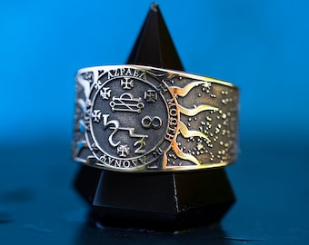 Archanioł Azrael, któremu Bóg pomaga Pieczęć Salomona regulowany pierścień kabała amulet talizman anioł okultystyczna magia