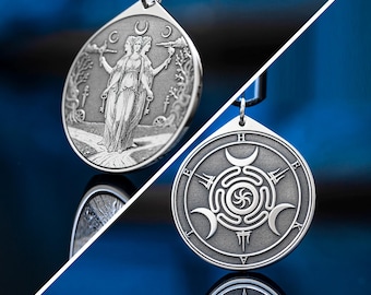 Hecate Triple Moon Goddess Pendant: Witchcraft Magic Amulet Magick Talisman