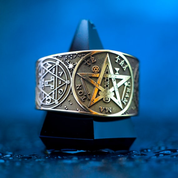 Tetragrammaton Enochian Sigil Ring: Solomon Goetia Kabbalah Occult Protection Amulet