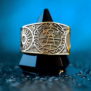 Secret Seal of Solomon adjustable ring Sun and Moon Lesser Key of Solomon Seal Sacred Geometry Magic Solomon kabbalah occult talisman