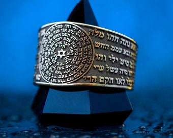 Los 72 Nombres de Dios anillo ajustable, El Anillo Sagrado, Sello Bendito de salomón lemegeton kabbalah amuleto magia oculta goetia talismán