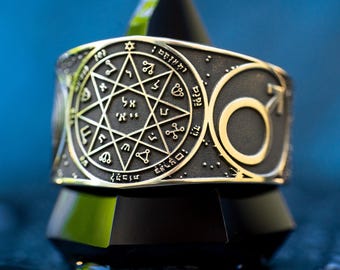 Goetia Seventh Pentacle of Mars Ring: Kabbalah Seal of Solomon Amulet