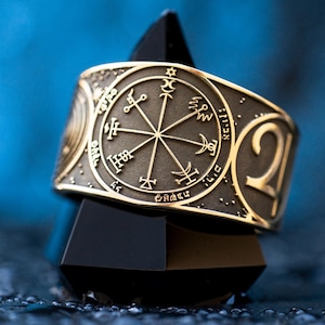 Goetia Seventh Pentacle of Jupiter Holy Planetary Seal of Solomon kabbalah amulet adjustable ring talisman occult magic