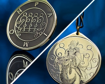 King Paimon Brass Pendant: Lesser Key of Solomon Seal Amulet