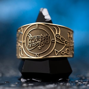 Duke Bune Brass Ring: Lesser Key of Solomon Seal, Adjustable