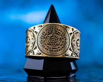 Shree Sudarshan OM Lotus Yoga Mantra Heilige Chakra Yantra verstelbare ring Kabbala magische occulte talisman