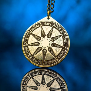 Nine Kings of Solomon Demons Brass Amulet Pendant: Goetia Seal Talisman