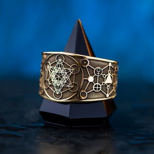 Arcángel Metatrón Ángel de la Vida Sello anillo ajustable Salomón geometría sagrada cábala amuleto talismán magia oculta