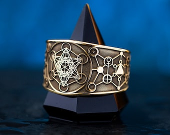 Archanioł Metatron Anioł Życia Pieczęć regulowany pierścień Salomon święta geometria kabała amulet talizman okultystyczna magia