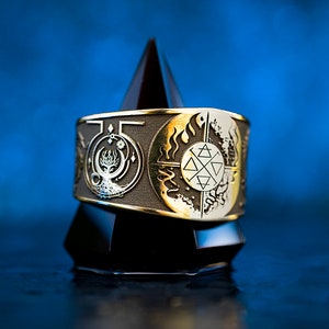 Elemental Alchemy Ring of Creation: Uniting Life, Death, and the Forces of Fire, Water, Air, and Earth | kabbalah occult magic talisman