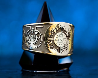 Elemental Alchemy Ring of Creation: Uniting Life, Death, and the Forces of Fire, Water, Air, and Earth | kabbalah occult magic talisman