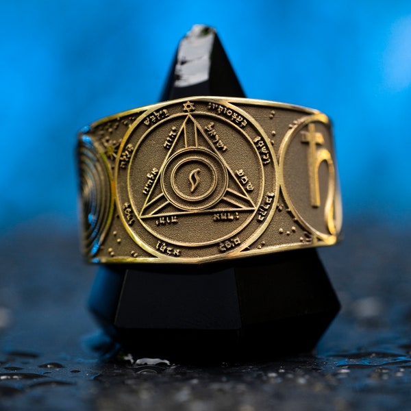 Goetia Fourth Pentacle of Saturn Holy Planetary Seal of Solomon kabbalah amulet adjustable ring talisman occult magic